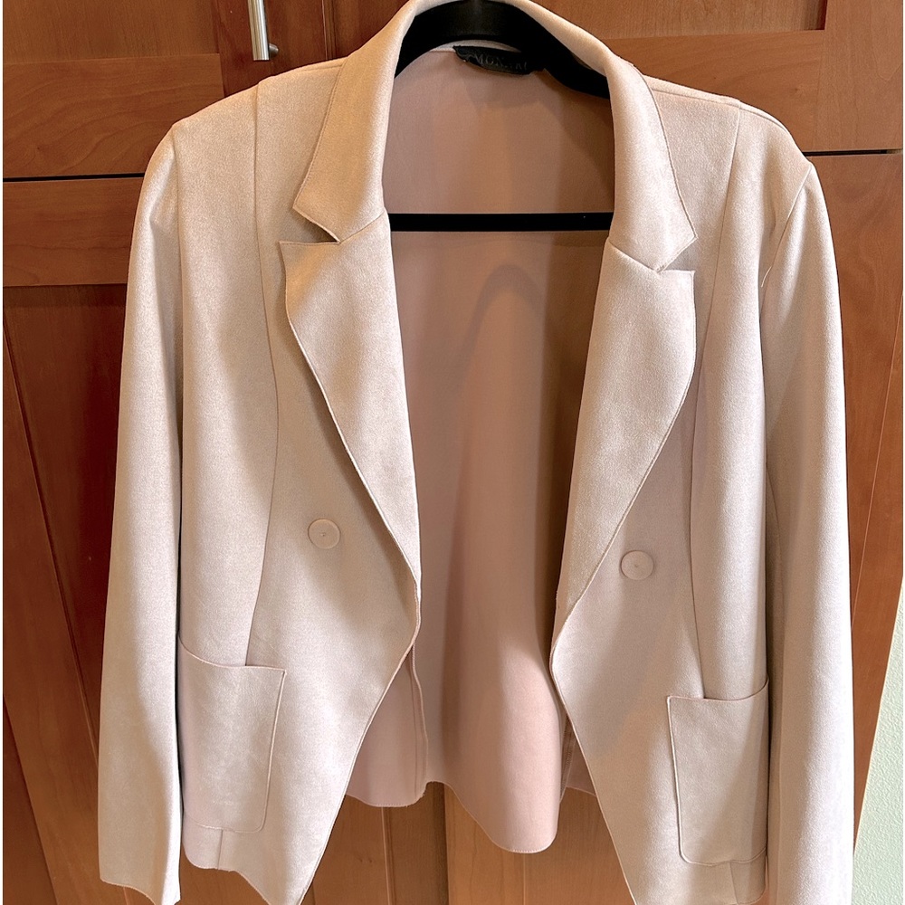 Monarch blush pink faux suede jacket